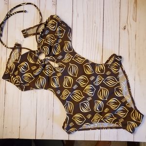 Grip swimwear Brown one-piece bathing suit. Medium